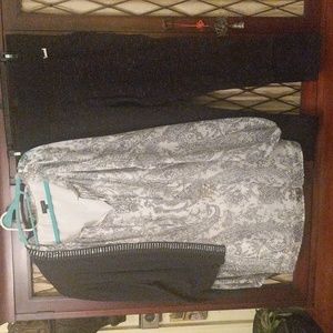 3 piece outfit in black and white with glitter on dark grey sweater